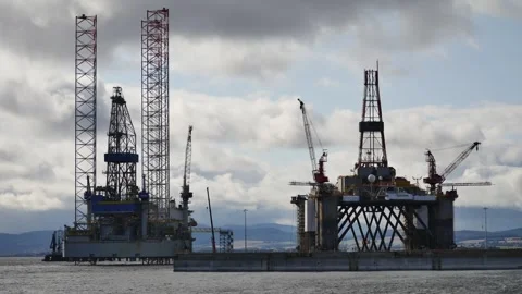 Oil Rigs and Platforms in the Cromarty Firth Scotland UK Stock Footage 285054950