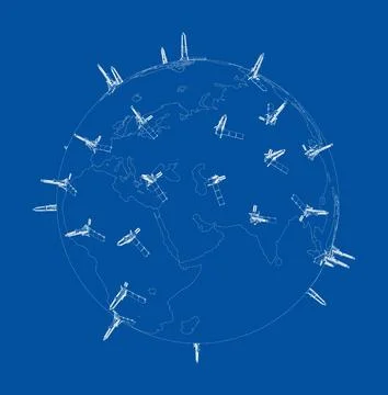Oil rigs on Earth. Vector Stock Illustration