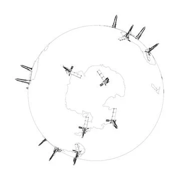 Oil rigs on Earth. Vector Stock Illustration
