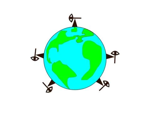 Oil rigs on the globe Stock Illustration