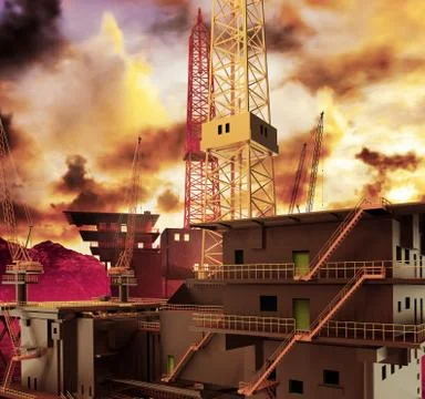 Oil rigs platforms Stock Illustration