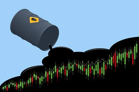 Oil rise and fall graph price chart. Oil and petroleum trading company. Stock Illustration
