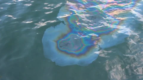 Oil Rising to the Surface of the Water at the USS Arizona Memorial, Pearl Harbor Stock Footage