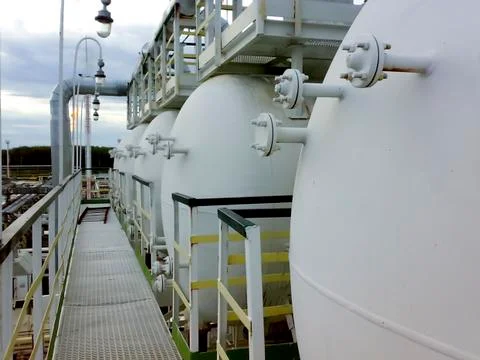 Oil separation unit. The primary separation stage and the final stage of sepa Foto stock
