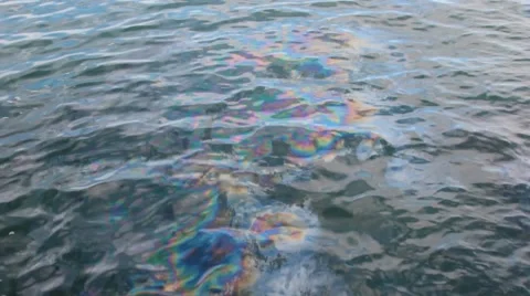 Oil Slick on Surface of Water at USS Arizona Memorial Site, Pearl Harbor Stock Footage 67906348