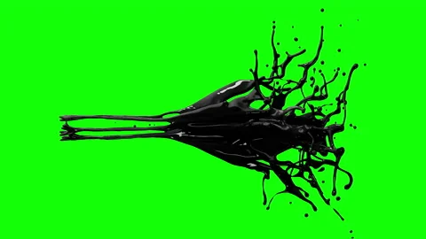 Oil splash on a green screen Stock Footage 182045789