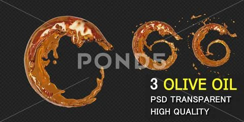 Oil splash on white bakckground. Macro camera 4K size. 3d illustration. PSD Template