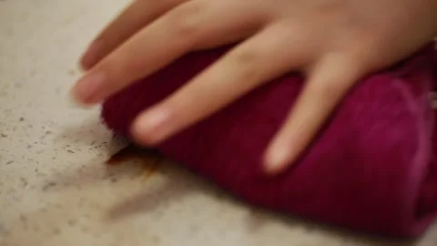 Oil stain on kitchen table (1) Stock Footage 202161577