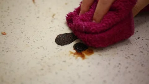 Oil stain on kitchen table (5) Stock Footage 202161578