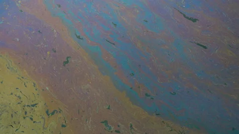 Oil stains on water surface Stock Footage 195001275
