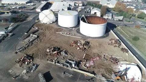Oil Storage demolition project Stock Footage 166520861