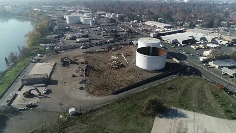 Oil Storage facility demolition Stock Footage 166520088