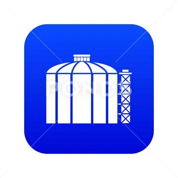 Oil storage tank icon blue vector: Royalty Free #111032690