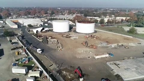 Oil Storage yard demolition project Stock Footage 166519876