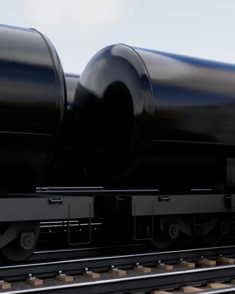 Oil tank cargo train wagon moving on railway Vidéo 330572164