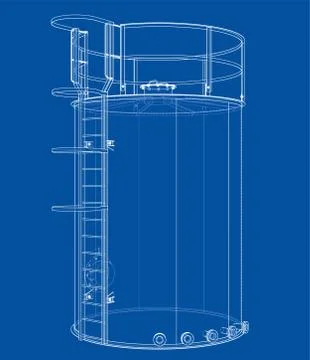 Oil tank outline. Vector rendering of 3d Stock Illustration