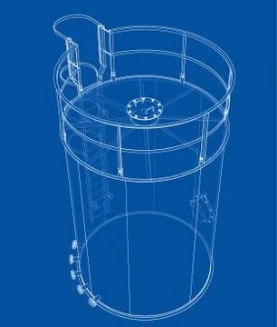 Oil tank outline. Vector rendering of 3d Illustrazione stock