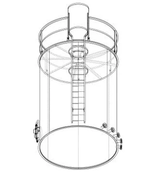Oil tank outline. Vector rendering of 3d Stock Illustration