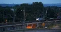 Oil Tank Train Passing on Tracks Cargo Freight Transportation Dresden City Dusk 4k or 4k+ Resolution