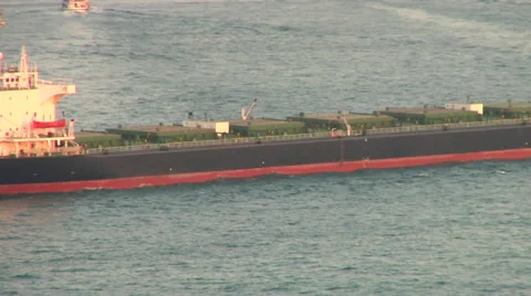 Oil Tanker on Bosphorus Stock Footage 48237626