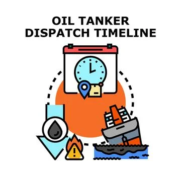Oil tanker dispatch timeline vector concept Stock Illustration