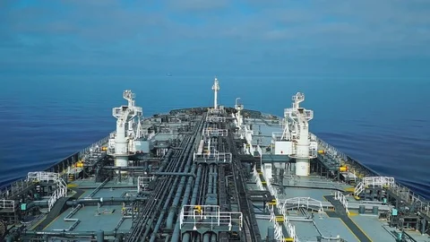 Oil tanker is moving through calm ocean. Stock Footage 77369816