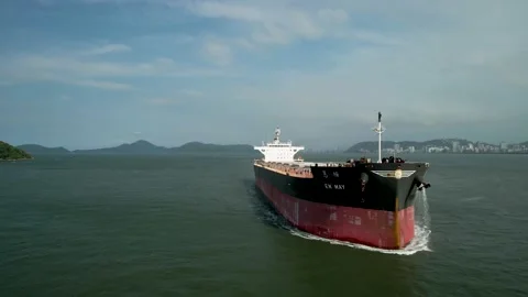 Oil tanker ship tracking front close up 4k Stock Footage 172575924