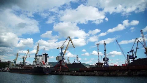 Oil Tanker is Under Loading at the Oil Terminal in the Sea Port Modern  Stock Footage 69916715