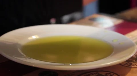 Oil tasting slices of bread 2 Video stock 64061527