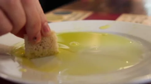 Oil tasting slices of bread  Video stock 64061511