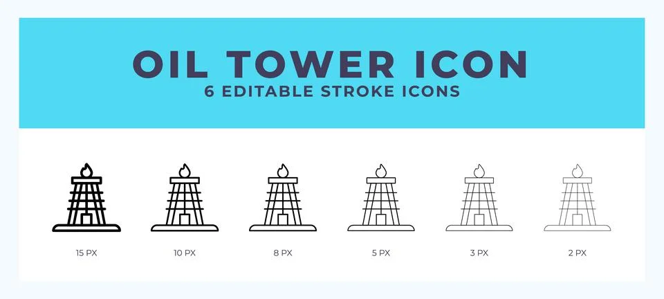Oil tower icon vector for web. And mobile app. Editable stroke outline icon. Stock Illustration