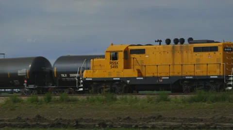 Oil train engine passes by Stock Footage 34686966