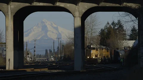 Oil train &amp; Mountain Stock Footage 34687195
