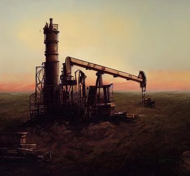 Oil well. Place of oil production. Stock Illustration