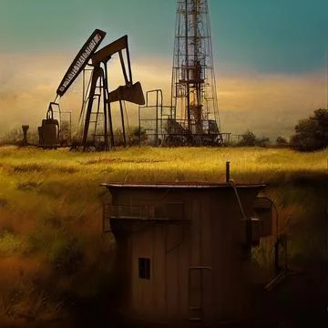 Oil well. Place of oil production. Stock Illustration