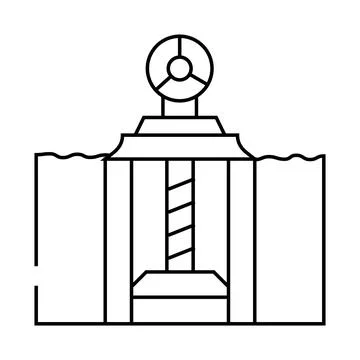 Oil well plugging petroleum engineer line icon vector illustration Stock Illustration