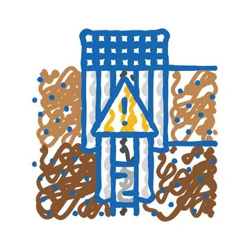 Oil well plugging petroleum engineer icon doodle illustration Stock Illustration