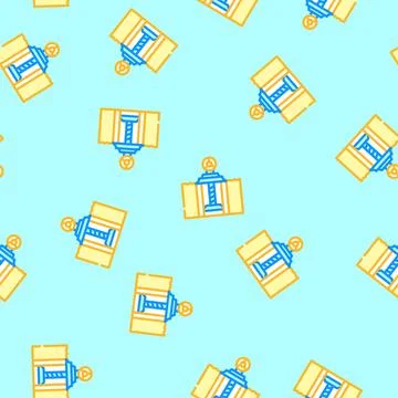 Oil well plugging petroleum engineer vector seamless pattern Stock Illustration