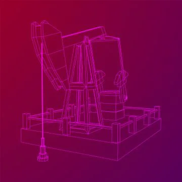 Oil well rig jack wireframe 스톡 일러스트