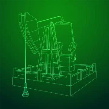 Oil well rig jack wireframe Stock Illustration