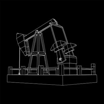Oil well rig jack wireframe Stock Illustration