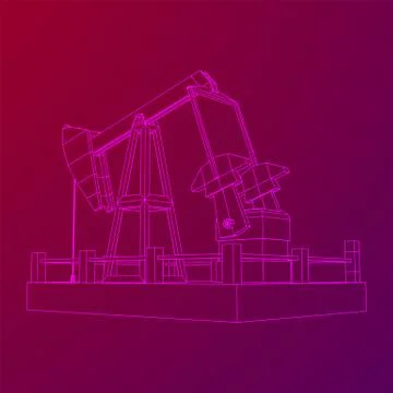 Oil well rig jack wireframe Illustrazione stock
