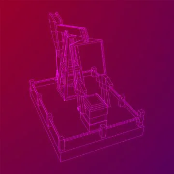 Oil well rig jack wireframe Stock Illustration