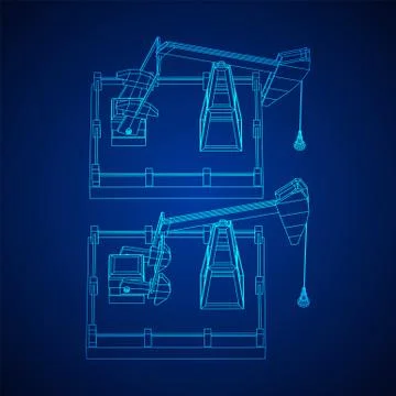 Oil well rig jack wireframe Stock-Illustration