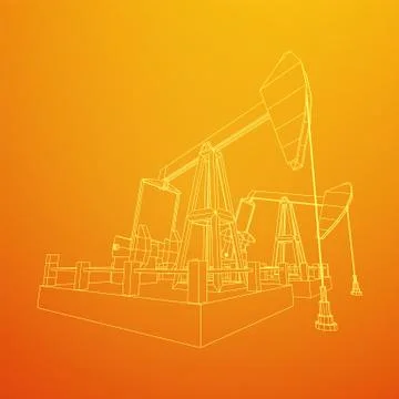 Oil well rig jack wireframe Stock Illustration