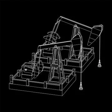 Oil well rig jack wireframe Stock Illustration