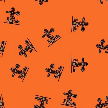 Oil wellhead petroleum engineer vector seamless pattern Stockillustratie