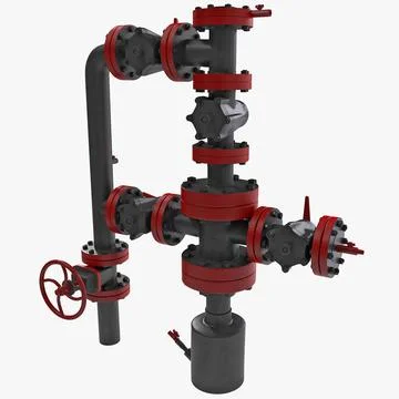 Oil Wellhead with Valve 3D Model