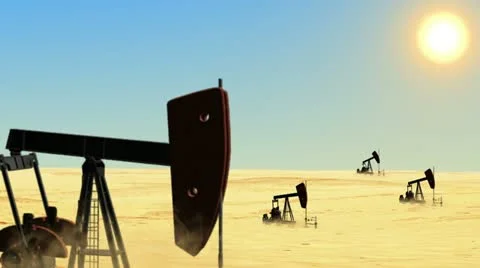 Oil wells blue Stock Footage