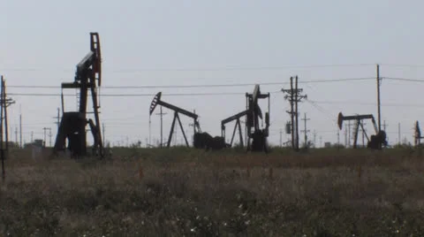 Oil wells pumping Stock Footage 24744767